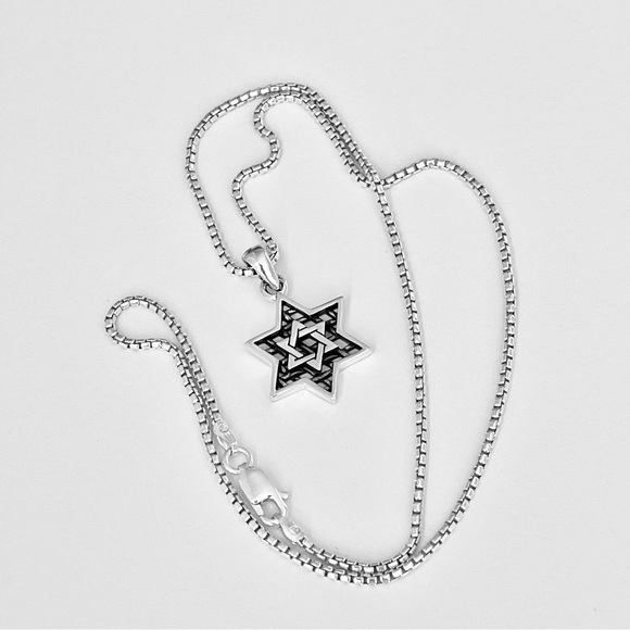 Sterling Silver Double Star of David Necklace Silver Chains Jewish Stars